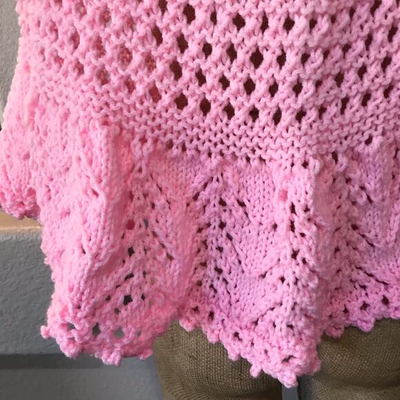 Handmade Crocheted Pink Barbie Shawl Prayer Festival Boho Hippie Custom Made EUC - Picture 6 of 8